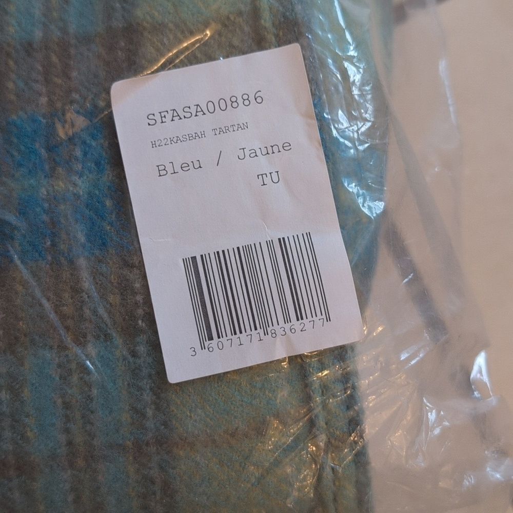 NWT Sandro Tartan Kasbah Wool Tote Blue And Green Large With Handles - Picture 14 of 16